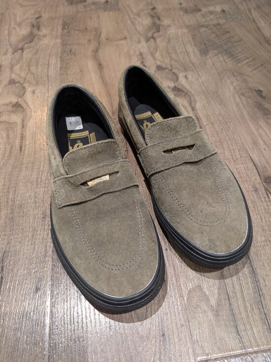 Vans Shoes - Vans Olive Green Suede Penny Loafers